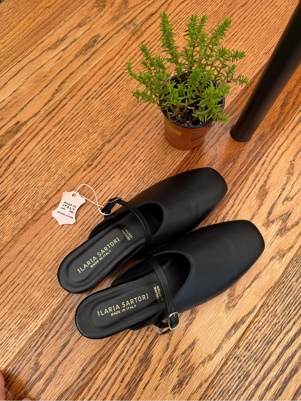 Black Leather Slip-On Mules with Strap Ilaria Sartori made in Italy size 9 - Picture 10 of 10